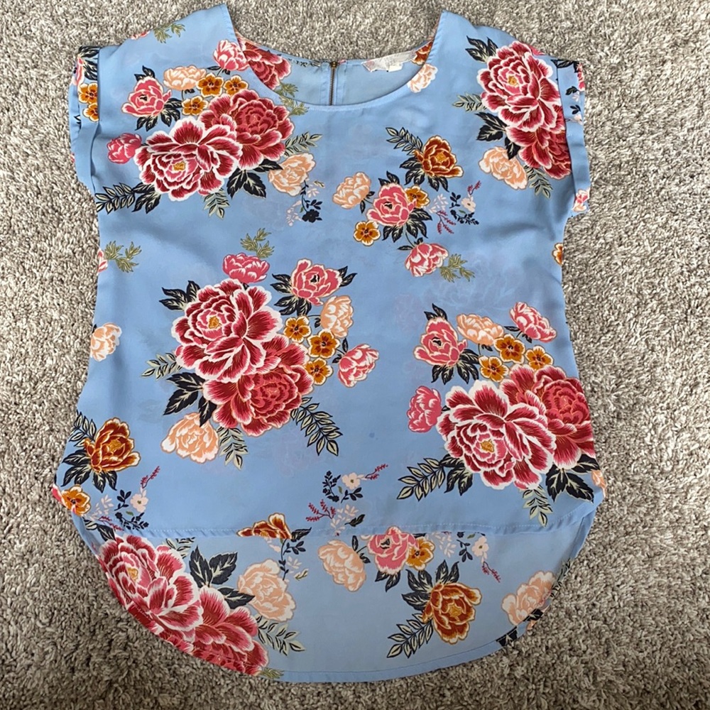 Medium Blue Floral Blouse